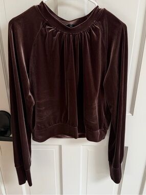 Cotton Candy Velvet Long-Sleeve Top in Dark Brown